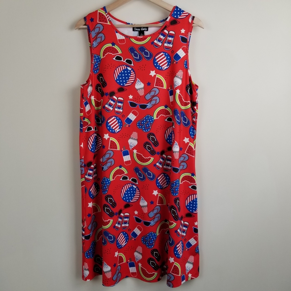 Dress Works Sleeveless Summer Flip Flop Dress Large